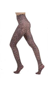Strømpebukser, Leopard print - Natural