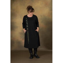 Gry kjole fra Gozzip Black - Sort med Armygrøn statement