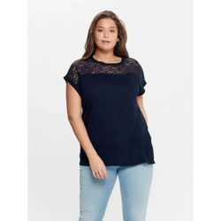 Carflake t-Shirt med blondedetalje - BLÅ