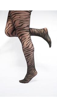 Strømpebukser m. zebramønster - Sort