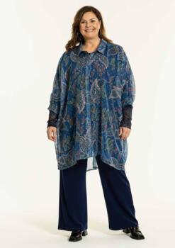 GGerda oversize skjorte-tunika i flot blå med mønster