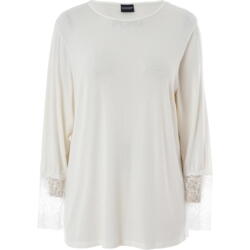 Emira lang T-shirt bluse med blonde fra Gozzip i off-hvid