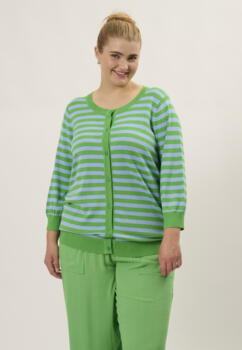 Pamila cardigan fra Adia fashion - Grøn med lyseblå striber