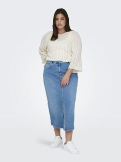 Carnova strikket bluse fra Only Carmakoma - Cloud dancer
