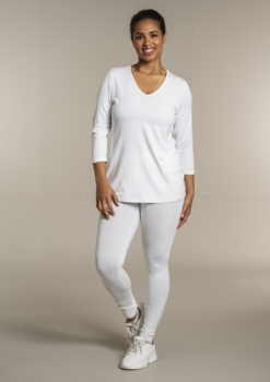 Basis bluse med trekvart ærmer - HVID