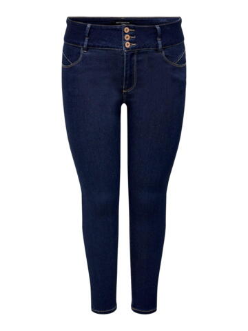 Mørkeblå jeans med knapper - Caranna