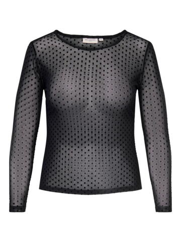 Carnova mesh bluse - Sort med sorte prikker