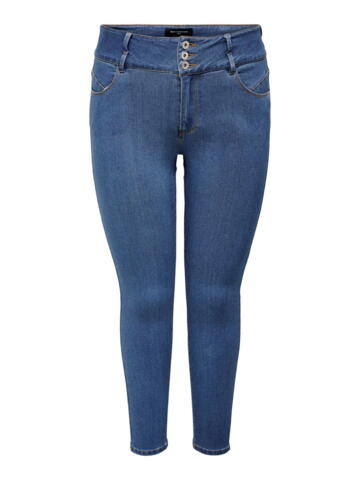 Caranna jeans med knapper  i denim - Medium blue