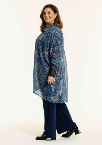 GGerda oversize skjorte-tunika i flot blå med mønster