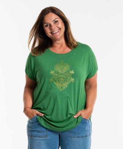 Gitte T-shirt fra Gozzip i grøn med print