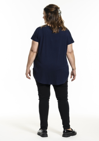 Gitte T-shirt fra gozzip i navy med fint blad print