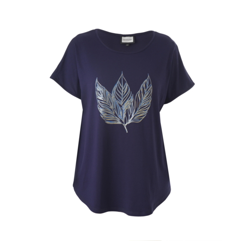 Gitte T-shirt fra gozzip i navy med fint blad print