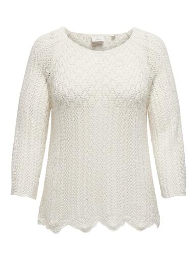 Carnova strikket bluse fra Only Carmakoma - Cloud dancer
