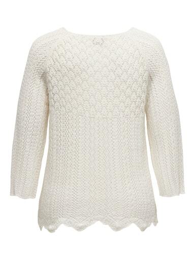 Carnova strikket bluse fra Only Carmakoma - Cloud dancer