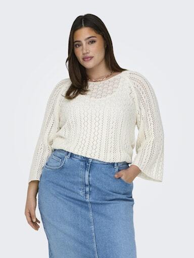 Carnova strikket bluse fra Only Carmakoma - Cloud dancer