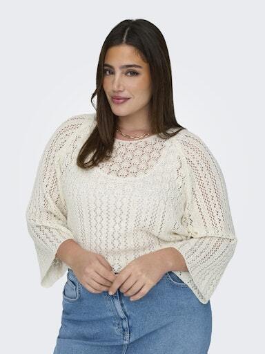 Carnova strikket bluse fra Only Carmakoma - Cloud dancer