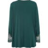 Emira lang T-shirt bluse med blondeærmer fra Gozzip - Grøn