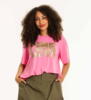 Bella T-shirt med print fra Studio i pink med guldprint