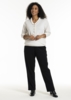 Jean strikbluse med flæser fra Studio - Offwhite