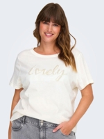 Caramy T-shirt fra Only Carmakoma - Cloud dancer