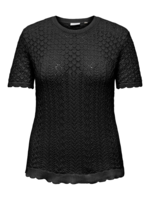 Carsaga strikket bluse med korte ærmer - Sort
